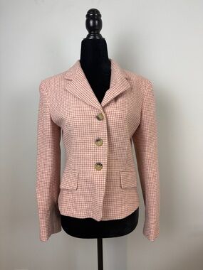 Holt Renfrew x MaxMara Pink Houndstooth Tailored Blazer Jacket